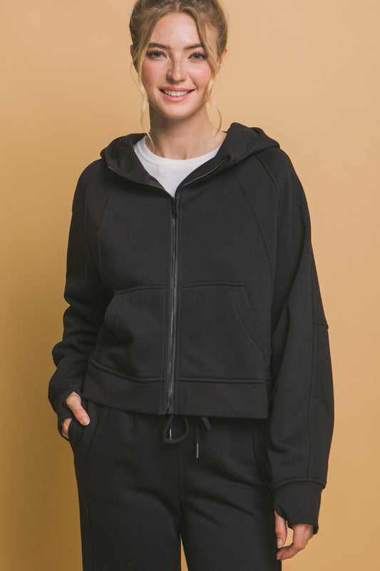 Full-Zip Hoodie with Thumbholes