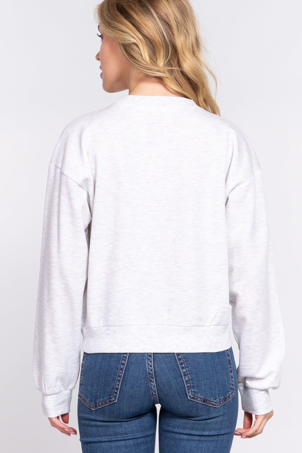 LONG SLV ROUND NECK CROP SWEATSHIRT